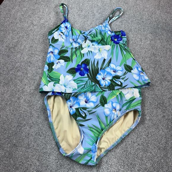 Lands End Tankini High Waist Bottoms Size 8 Underwire Bathing Suit Floral - Picture 1 of 7